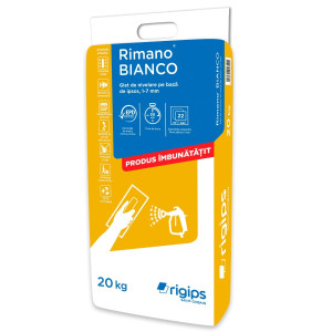 Glet de finisaj Rigips Rimano Bianco, pe baza de ipsos, interior, 20 kg