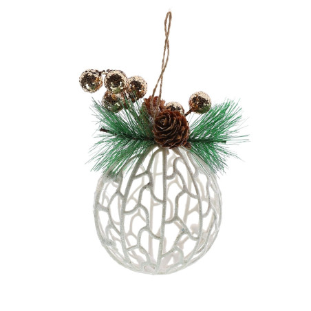 Glob de Craciun, alb, SY23YKL-WYM-0009, 8 cm, plastic, rotund