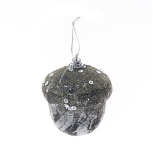 Glob de Craciun, argintiu, D261130, 6 cm, spuma, forma ghinda