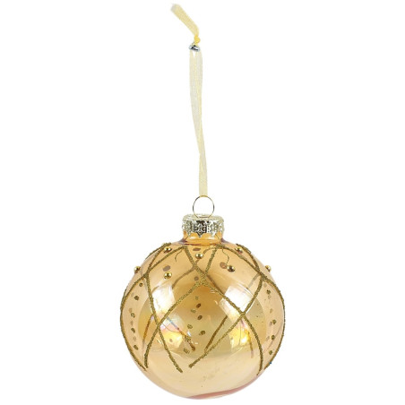 Glob de Craciun, auriu, 66780001, 8 cm, sticla, rotund