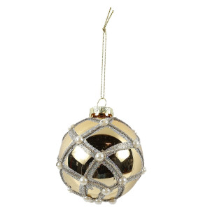 Glob de Craciun, auriu, 66780010, 8 cm, sticla, rotund