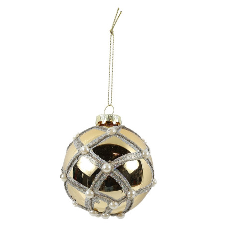 Glob de Craciun, auriu, 66780010, 8 cm, sticla, rotund