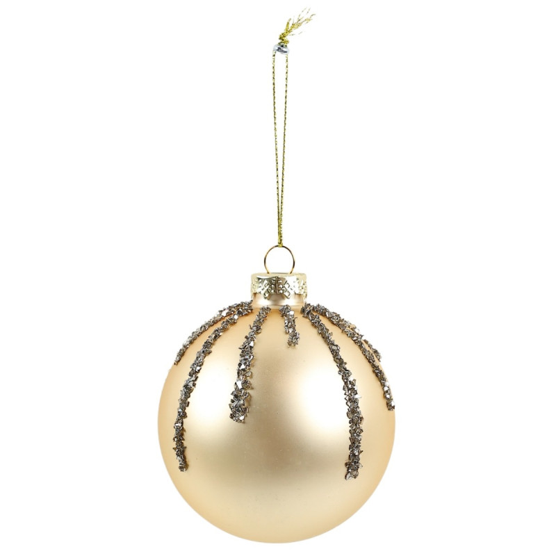 Glob de Craciun, auriu, D2422925, 8 cm, sticla, rotund