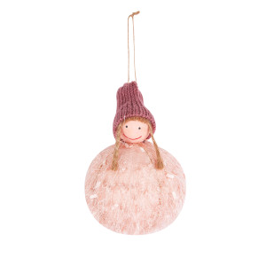 Glob de Craciun, roz, SDA2219310PK, 10 cm, spuma, rotund