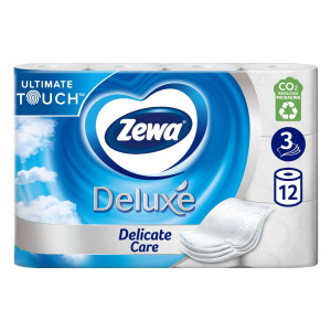 Hartie igienica Zewa Deluxe, neparfumata, alb, 3 straturi, 12 role