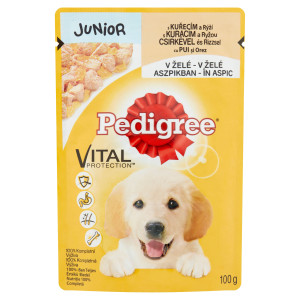 Hrana umeda caini, Pedigree Junior, plic 100 g, toate taliile, junior, carne de pui si orez