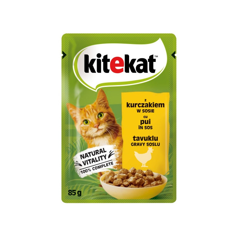 Hrana umeda pentru pisici, Kitekat, adult, carne de pui, 85 g
