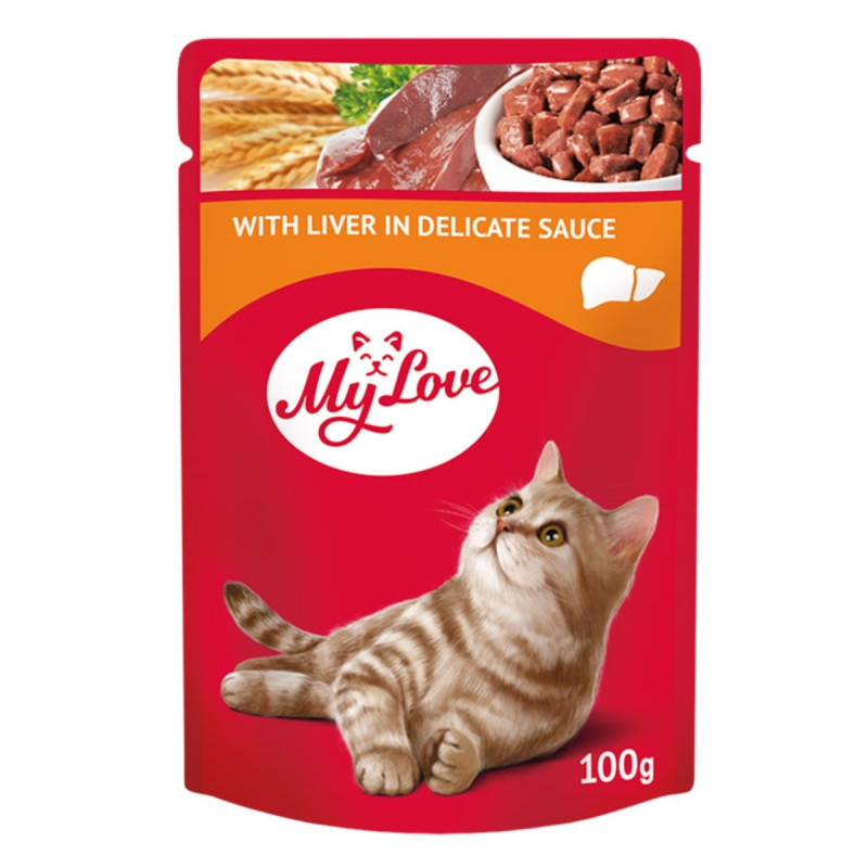Hrana umeda pentru pisici, My Love, adult, ficat, 100 g