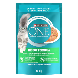Hrana umeda pentru pisici, Purina One Indoor, adult, ton in sos, 85g, pisici de apartament