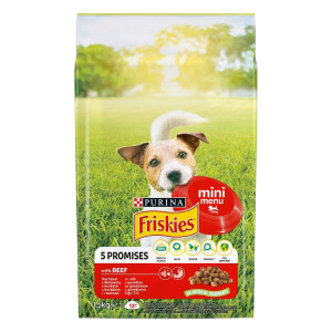 Hrana uscata caini, Friskies Mini Menu, punga 1.5 kg, talie mica, adult, carne de vita